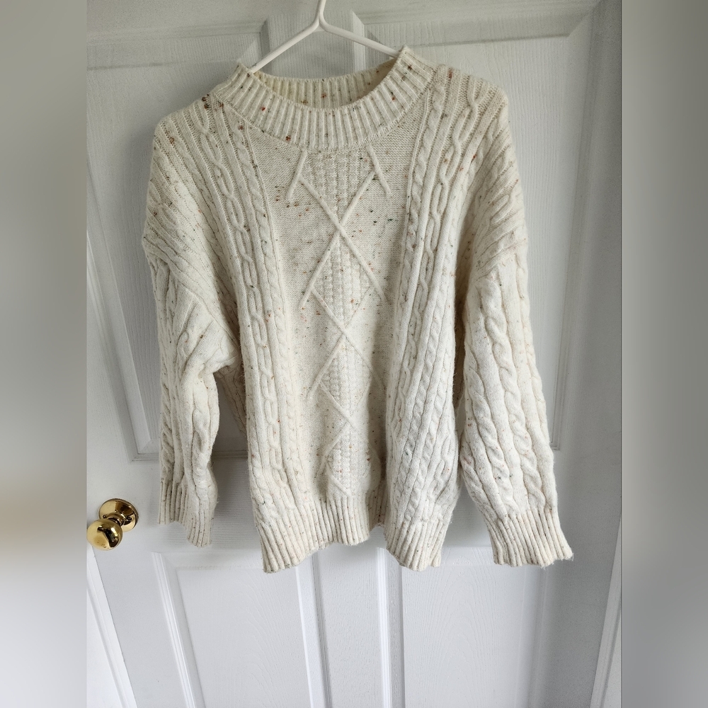 Cozy Cable Knit Sweater - Creamwith Speckles Sz 52